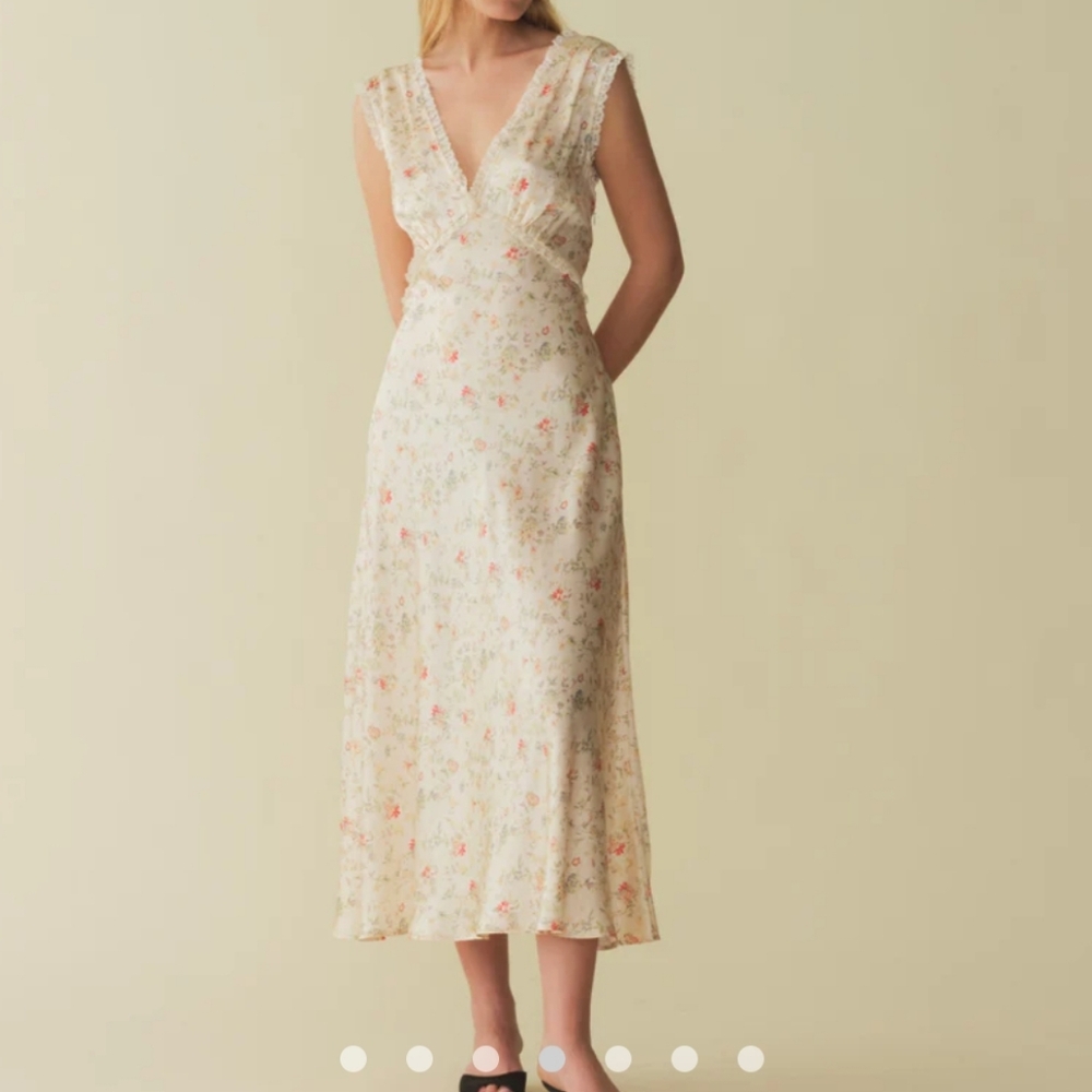 Doen Tahlia maxi dress 100% silk flowering meadow v neck sleeveless Small